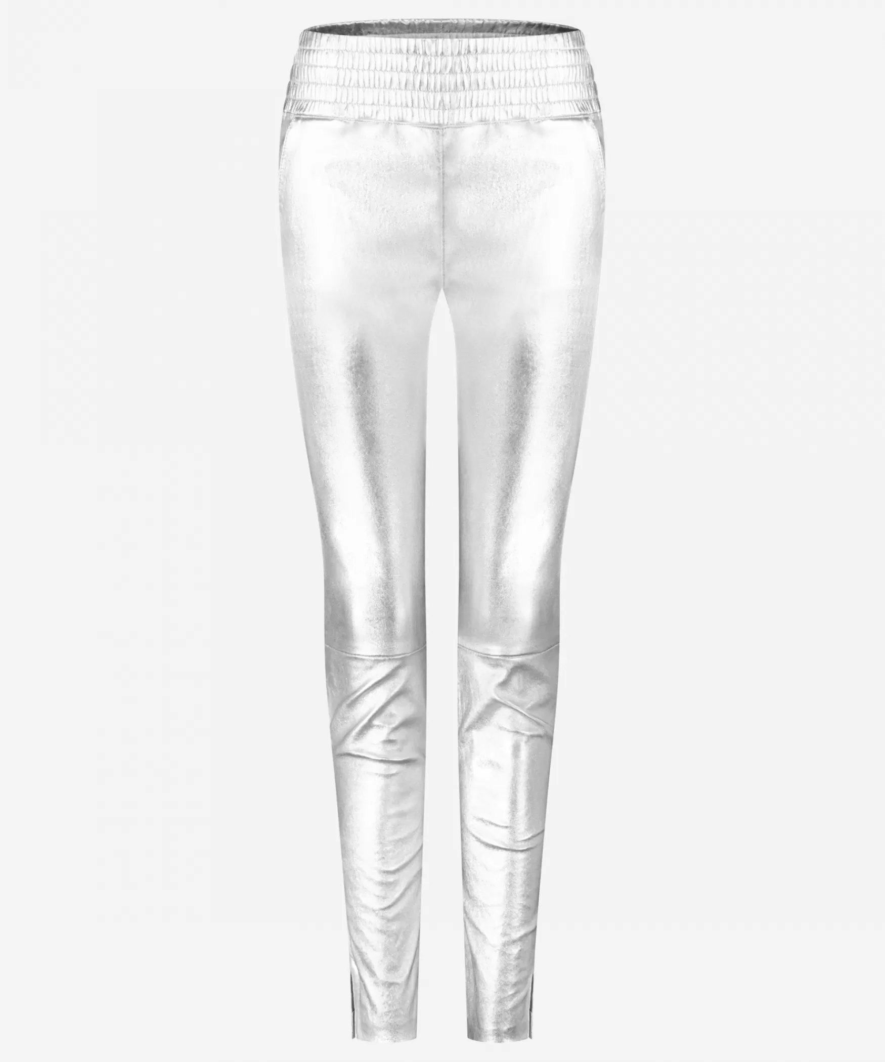 IBANA Colette Metallic | Silver< Mid Waist | Leren Broeken