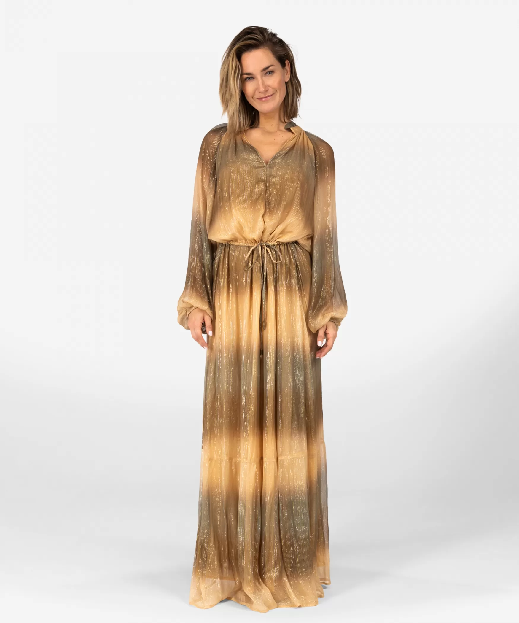 IBANA Diona Lurex | Neutral Ombre Print< Maxi Jurken