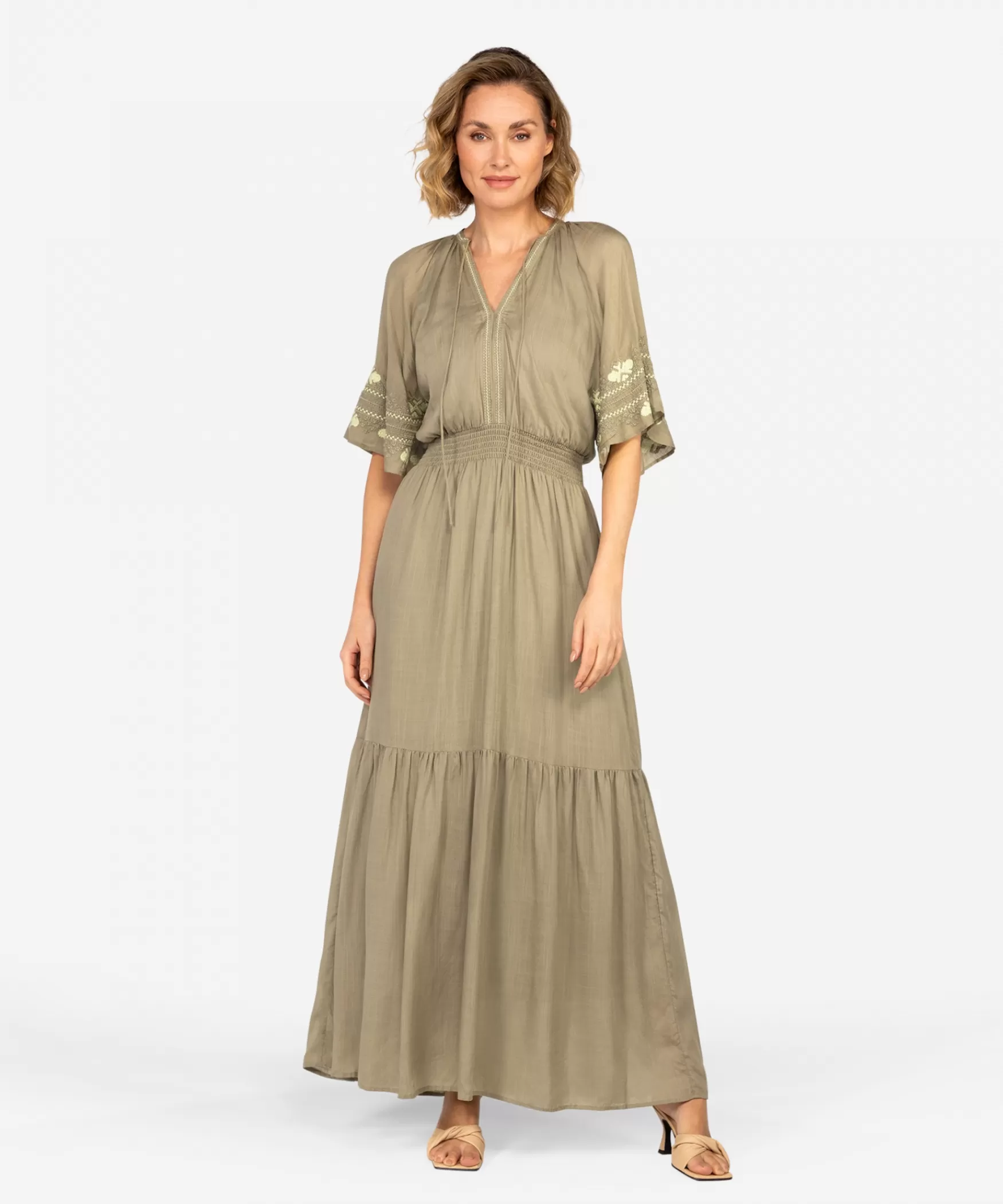 IBANA Donia | MOSS GREEN< Maxi Jurken