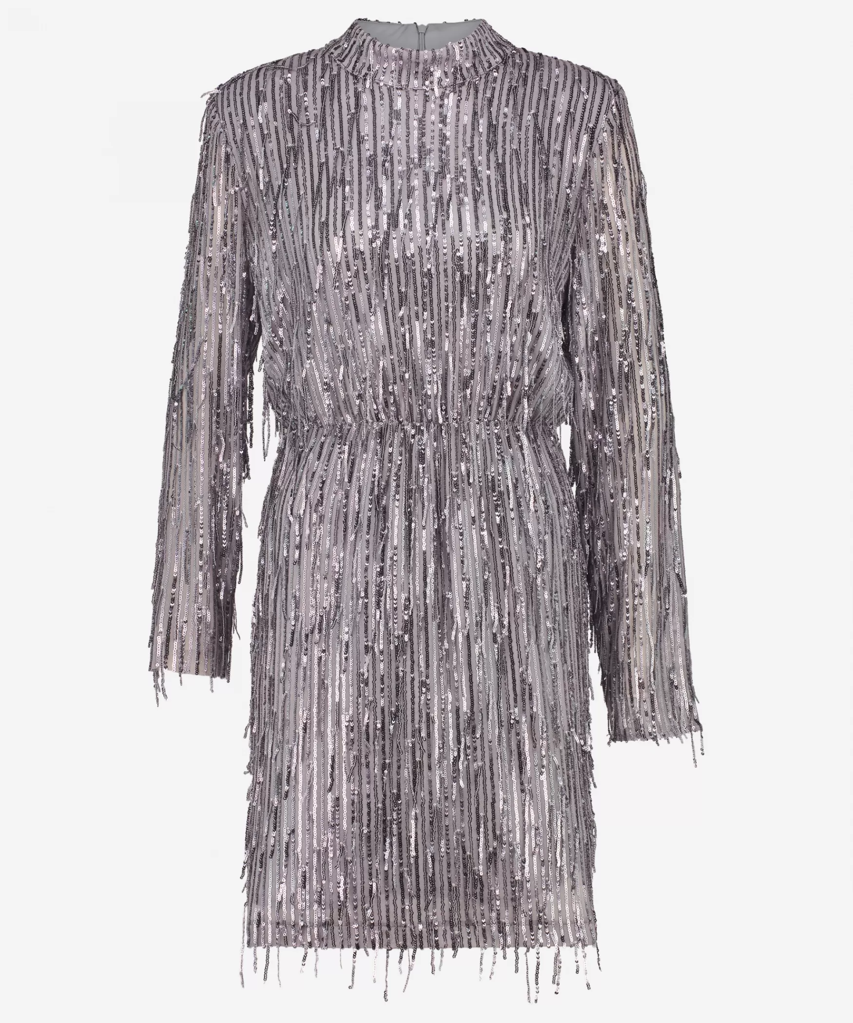 IBANA Frasy - party | Grey Fringed< Midi Jurken