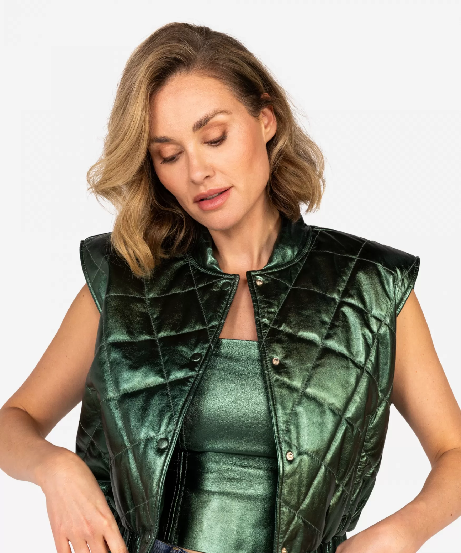 IBANA Jordien Metallic | Shagreen< Leren Jassen | Gilet