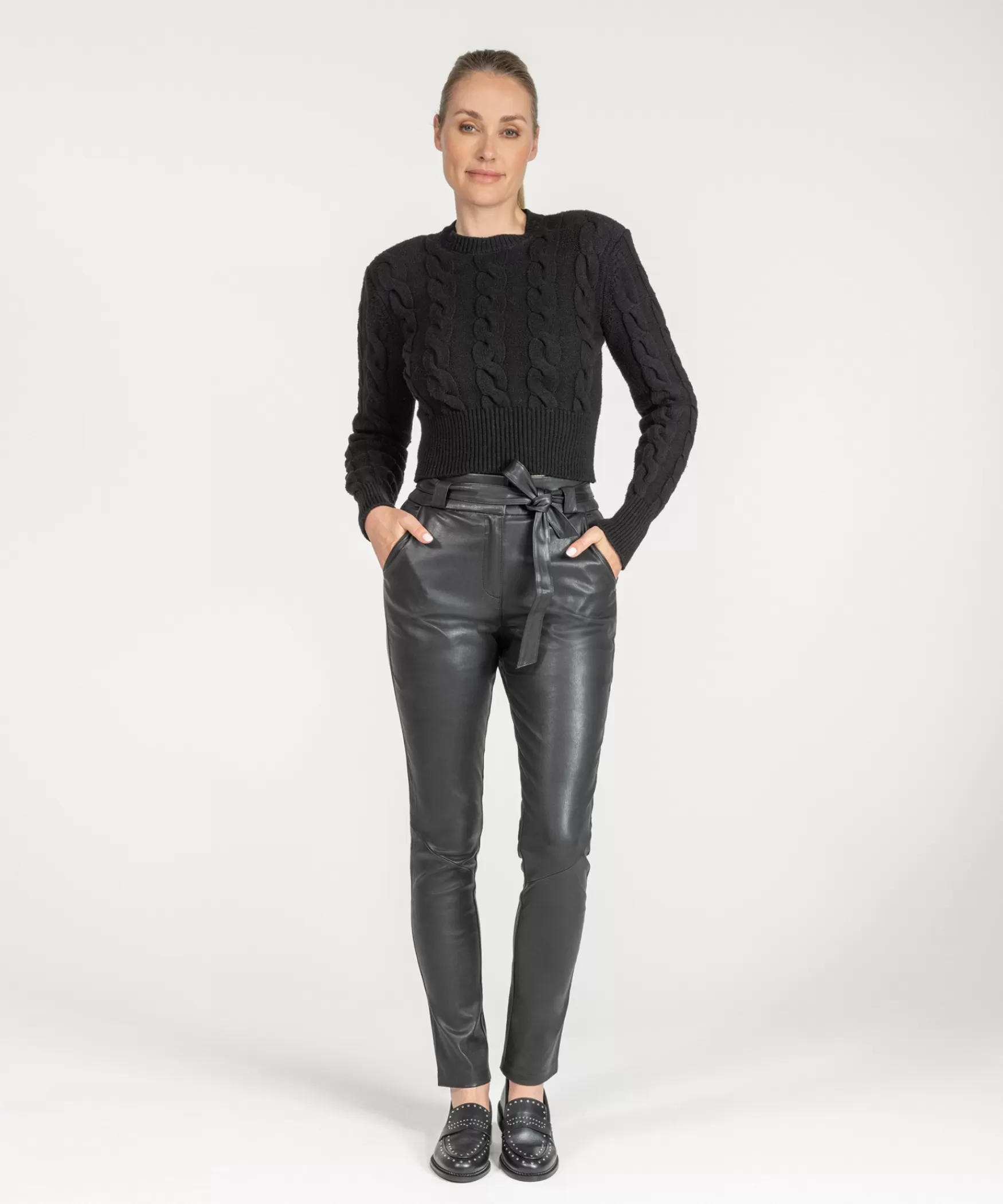 IBANA Paulina | Black< Leren Broeken | High Waist