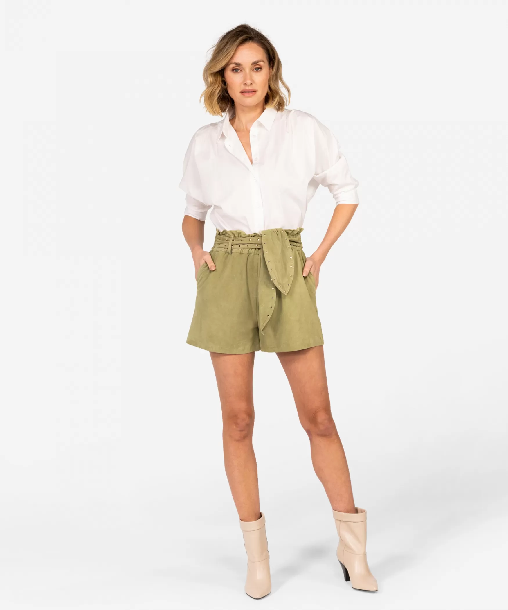 IBANA Saskia Suede | MOSS GREEN< Mini Shorts En Rokken | Leren Shorts En Rokken