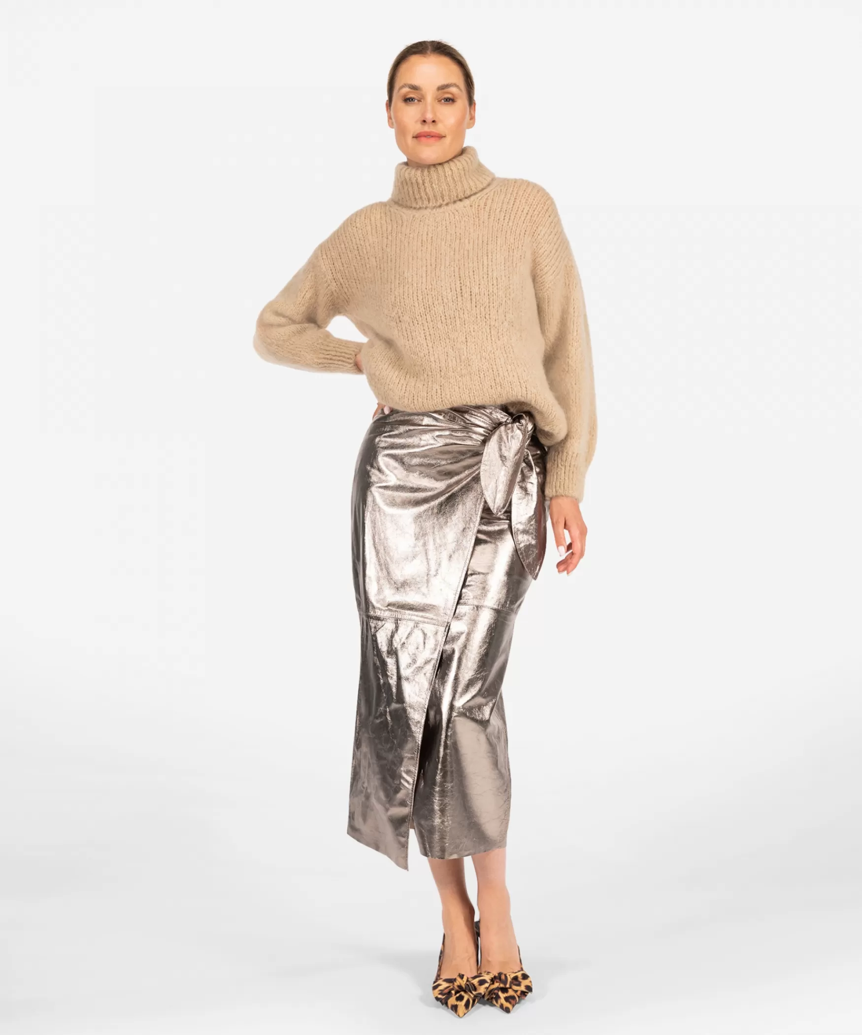 IBANA Siara Metallic | Classic Grey< Maxi Shorts En Rokken | Leren Shorts En Rokken