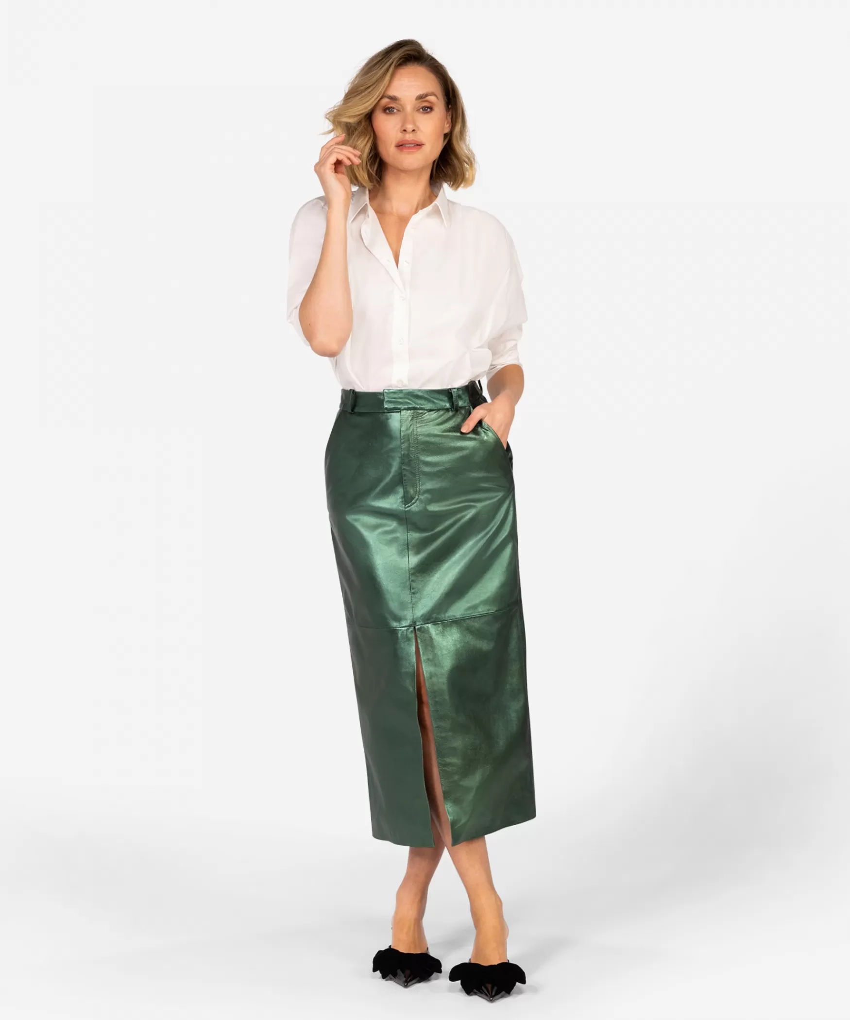 IBANA Steva Metallic | Shagreen< Maxi Shorts En Rokken | Leren Shorts En Rokken